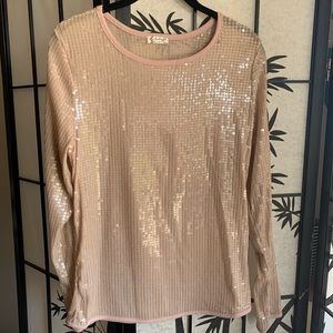 Free People Diamond Eyes Sequins Top Blush CA